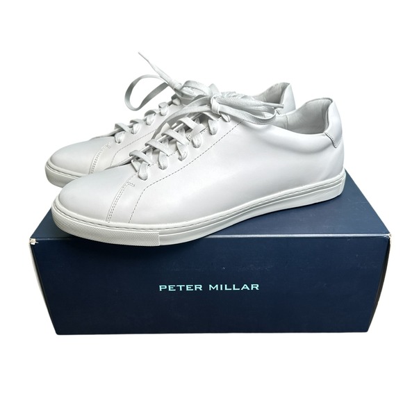 Peter Millar Vantage Lite Sneakers White Mens 9.5 Golf Casual Shoes New In Box - Picture 6 of 11